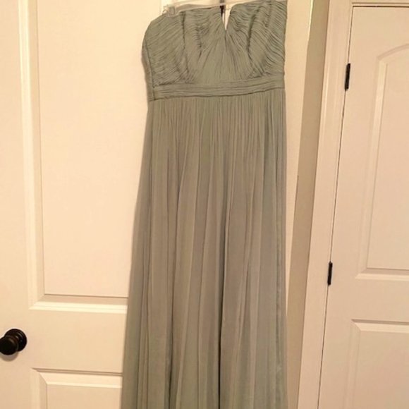 J.Crew Nadia silk Chiffon Strapless gown - sage - Picture 2 of 4